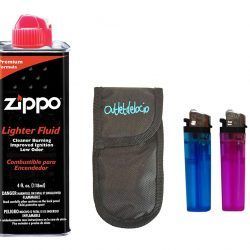 Gasolina Zippo para encendedores 125ml + funda portamecheros con 2 mecheros