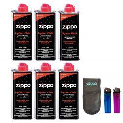 Pack 6 Gasolina Zippo para encendedores 125ml + funda portamecheros con 2 mecheros