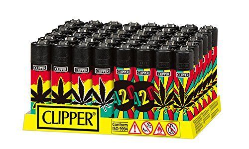 48 mecheros Clipper Large Leaves Colors G 1 Box con expositor