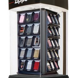 VITRINA PARA MECHERO ZIPPO SOPORTE GIRATORIO CRISTAL LUMINOSO 60