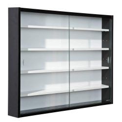 Vitrina de coleccionista (80 x 9,5 x 60 cm), color blanco y negro